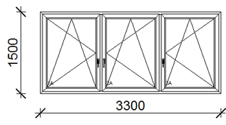 330x150 cm műanyag ablak