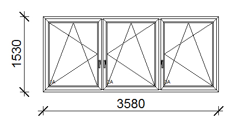 358x153 cm műanyag ablak